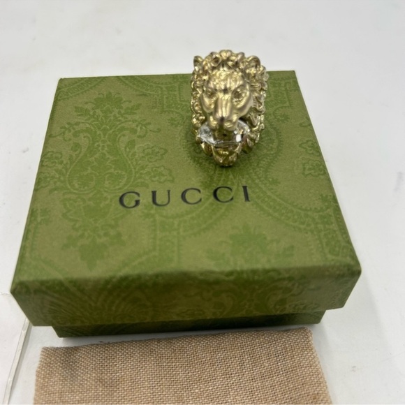 Gucci Jewelry - Gucci iconic lion head Ring with Crystal size 7.5 made in Italy
